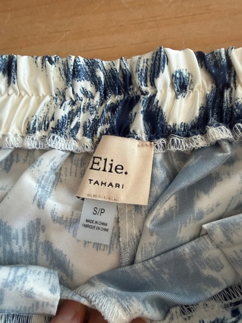 Elie Tahari Blue White Paisley Print Wide Leg Pants Coastal Boho Cottagecore SM
